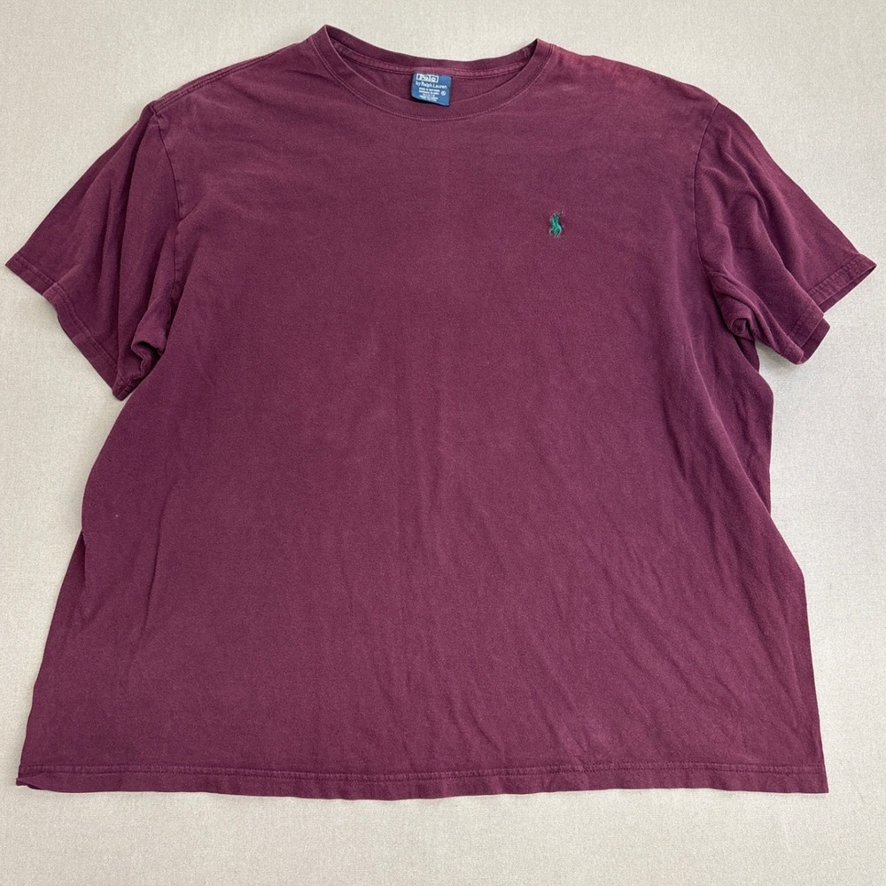 Polo Ralph Lauren Mens XL T-Shirt Burgundy Maroon Cotton Short Sleeve Pony Logo